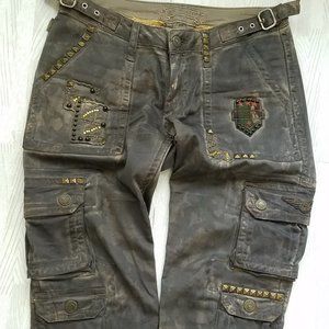 Cropped Cargo Pant, CAMO, crystal studded, size 26 (Robin's Jean)